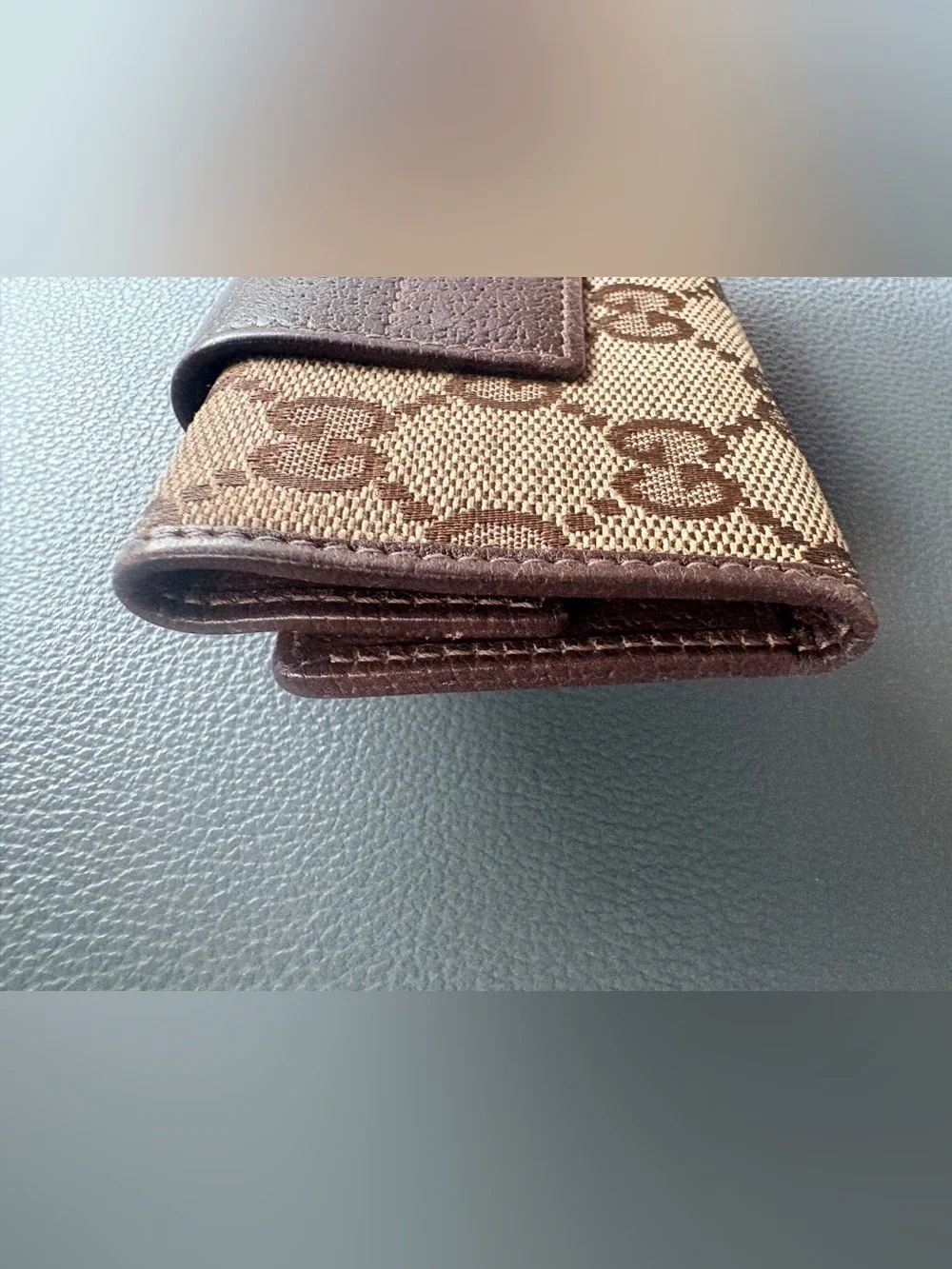 GUCCI Vintage Abbey D-Ring GG Canvas 6 Key Holder Case Brown Leather 441619